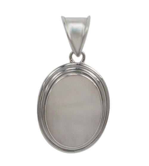 Oval Mother of Pearl Pendant, Sterling Silver